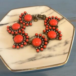 J. Crew brass and coral fan bracelet